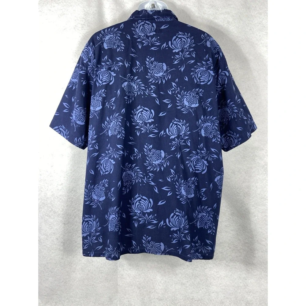 Polo Jeans Co Ralph Lauren Hawaiian Shirt Mens L Blue Pineapple Print Button Up